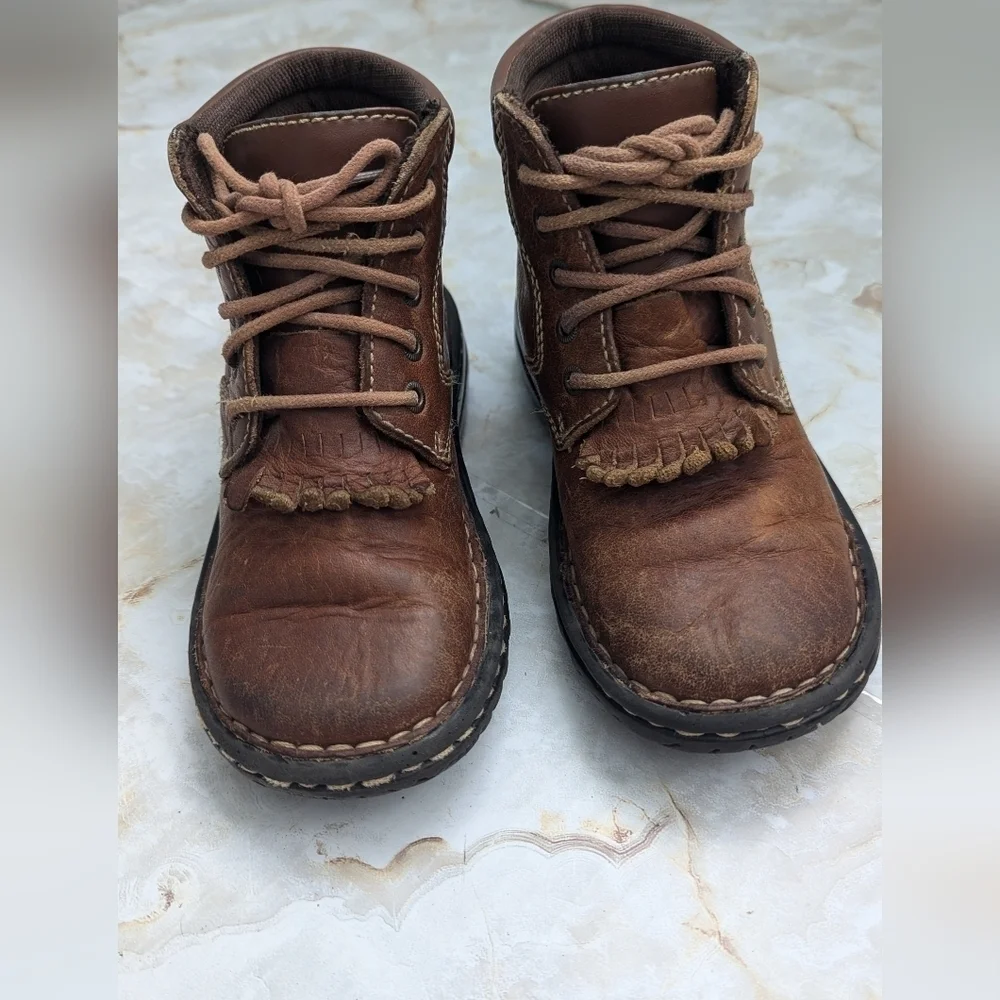 Kids Double H Leather Upper Boots Size 12D